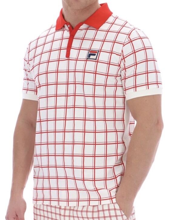 Fila Vintage Borg (Bobby) Retro Tennis Polo Shirt- Off White/Red-Arsenal 2025!