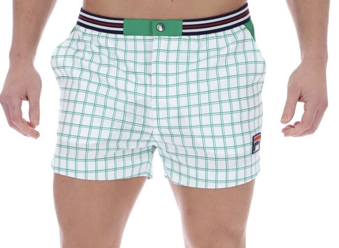 Fila Vintage Borg (Brookes) Retro Tennis Shorts - White/Green -  EXCLUSIVE! 2025