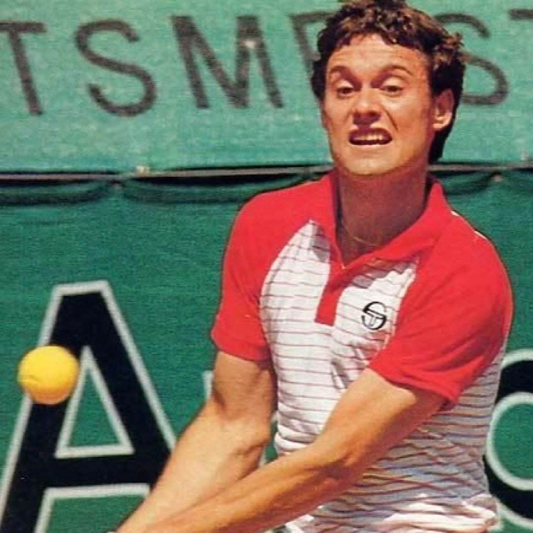 Sergio Tacchini Sandro White/Red Tennis Polo Shirt - Gene Mayer