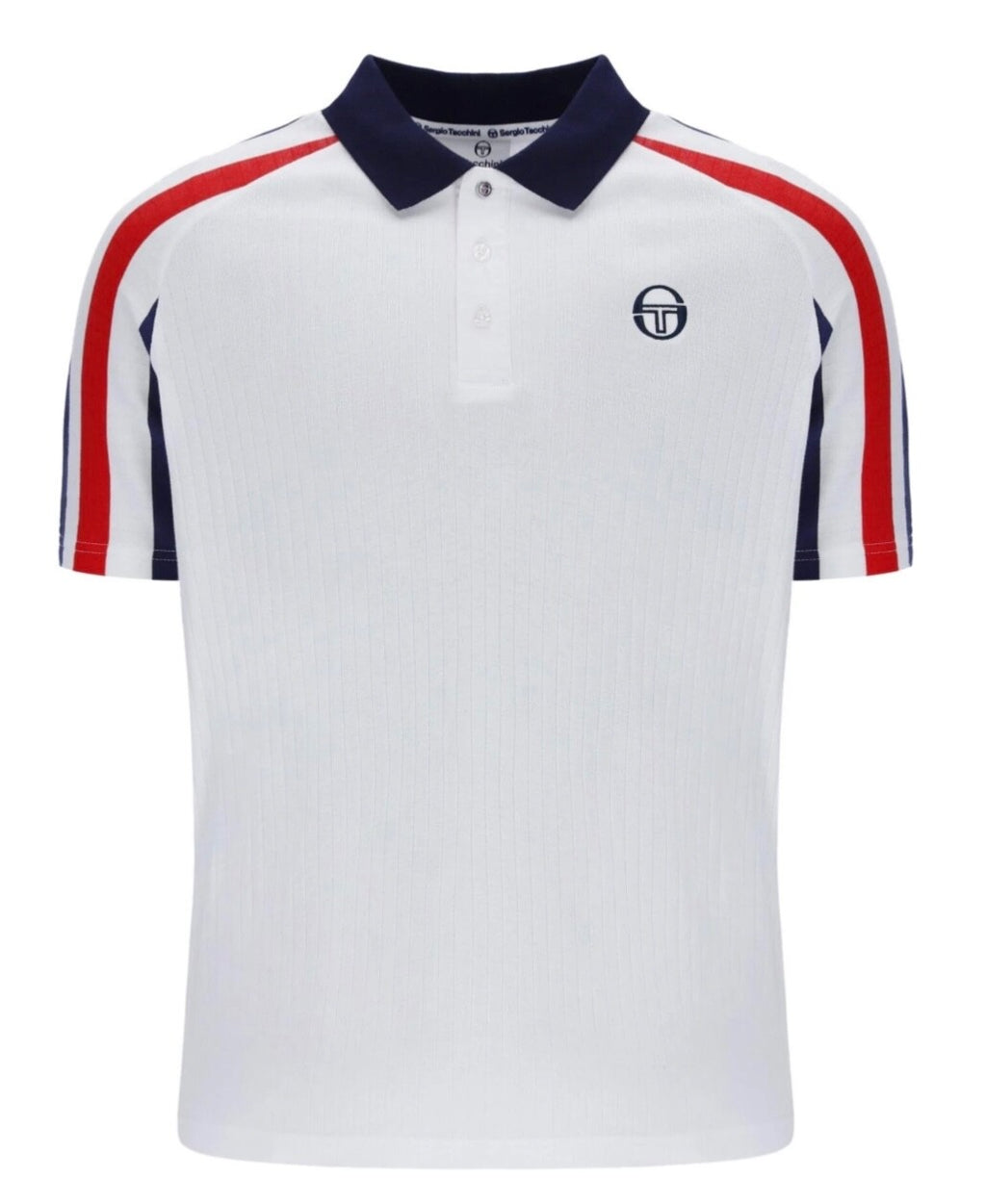Sergio Tacchini McEnroe Blow White/Red/Blue Tennis Polo Shirt +Free Red Headband