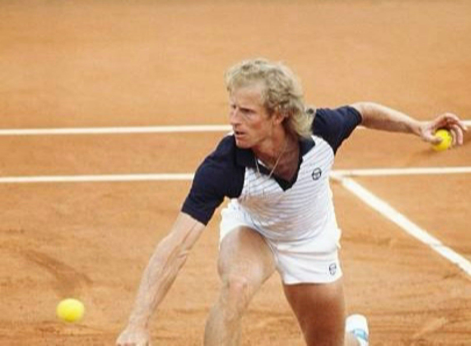 Sergio Tacchini Sandro White/Blue Tennis Polo Shirt - Vitas Gerulaitis