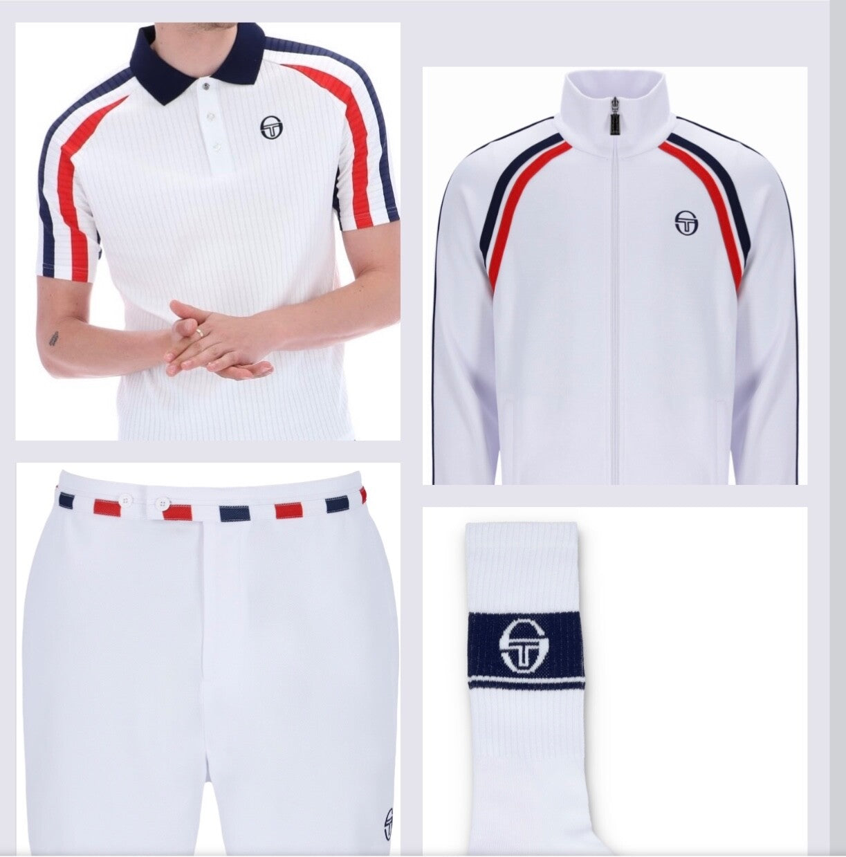 Sergio Tacchini McEnroe Outfit #4 Track Top, Shirt, Shorts, Socks + Red Headband