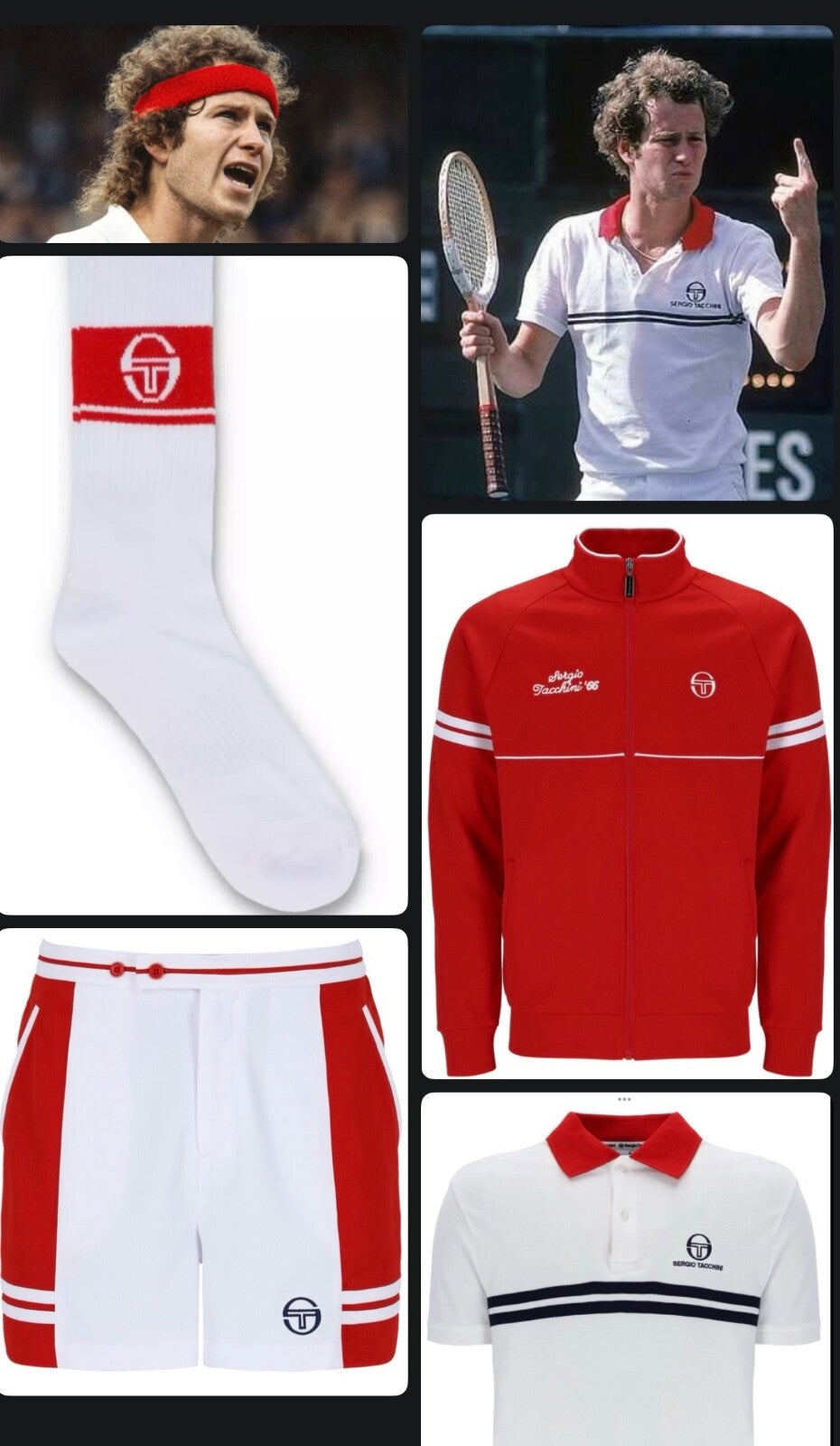Sergio Tacchini McEnroe Outfit #5 Track Top, Shirt, Shorts, Socks + Red Headband