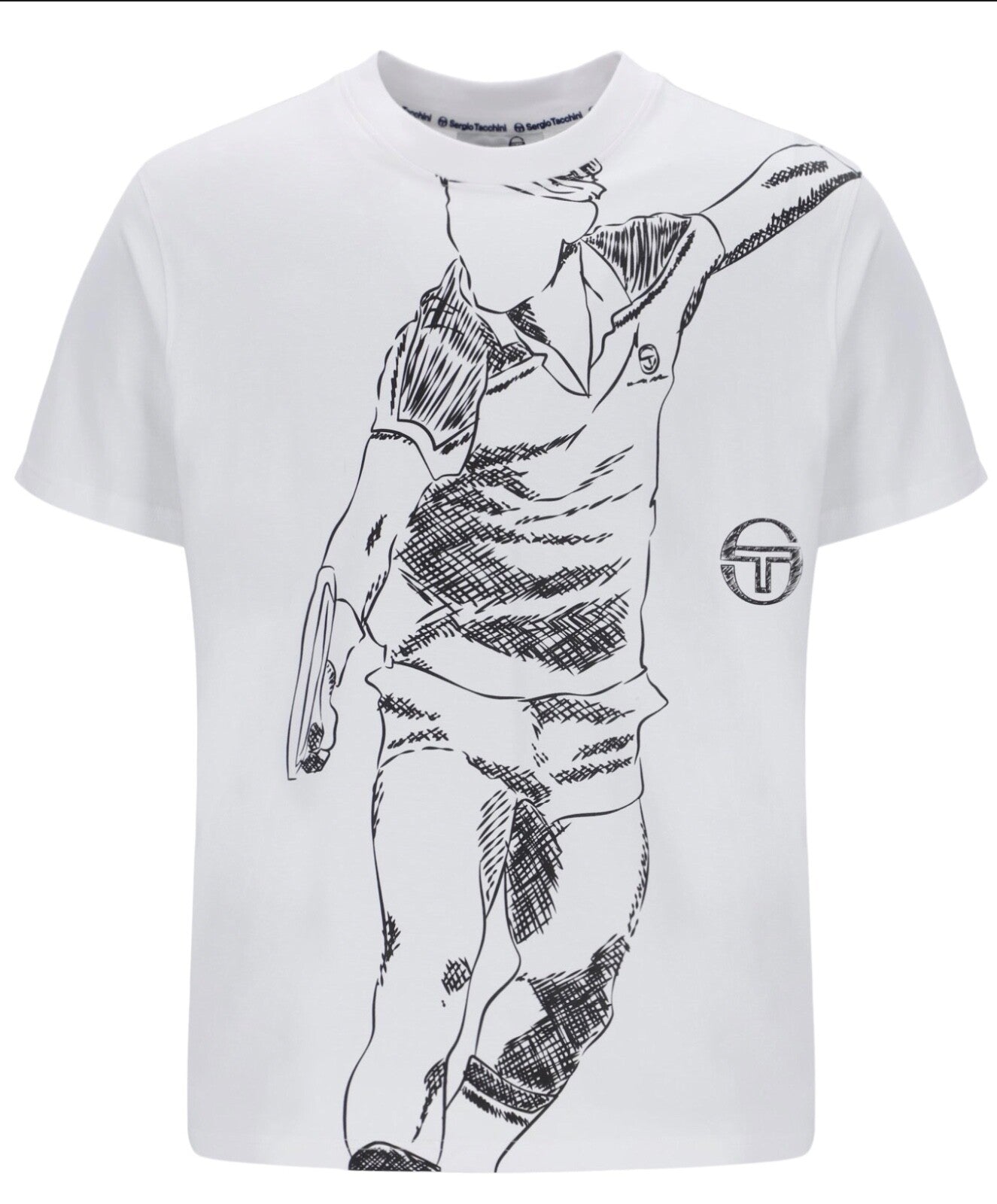 Sergio Tacchini Pat Cash Inspired T-Shirt/Chequered Black/White Headband RRP £50