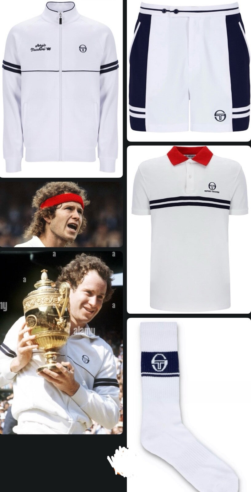 Sergio Tacchini McEnroe Outfit #6 Track Top, Shirt, Shorts, Socks + Red Headband