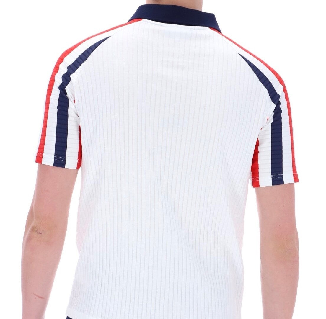 Sergio Tacchini McEnroe Blow White/Red/Blue Tennis Polo Shirt -Free Red Headband