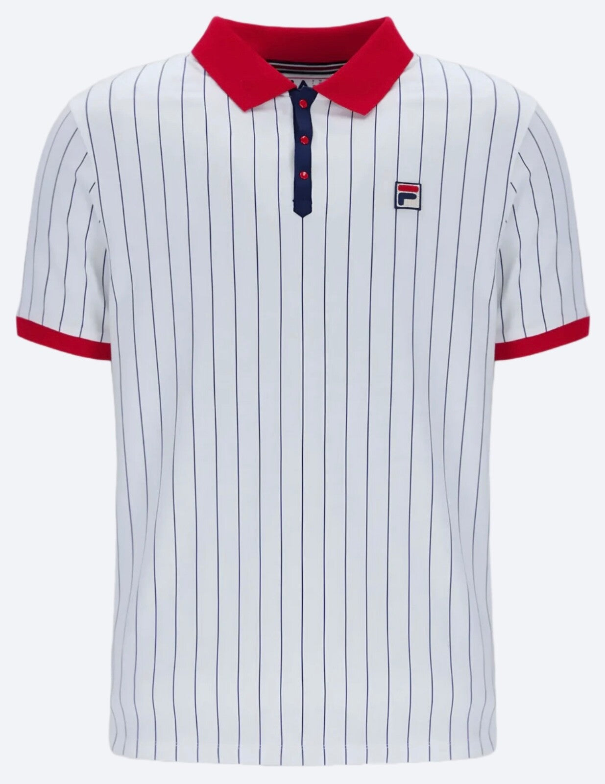 Fila Vintage Bjorn Borg BB1 Polo Tennis Shirt - 100% Cotton - White/Red/Blue