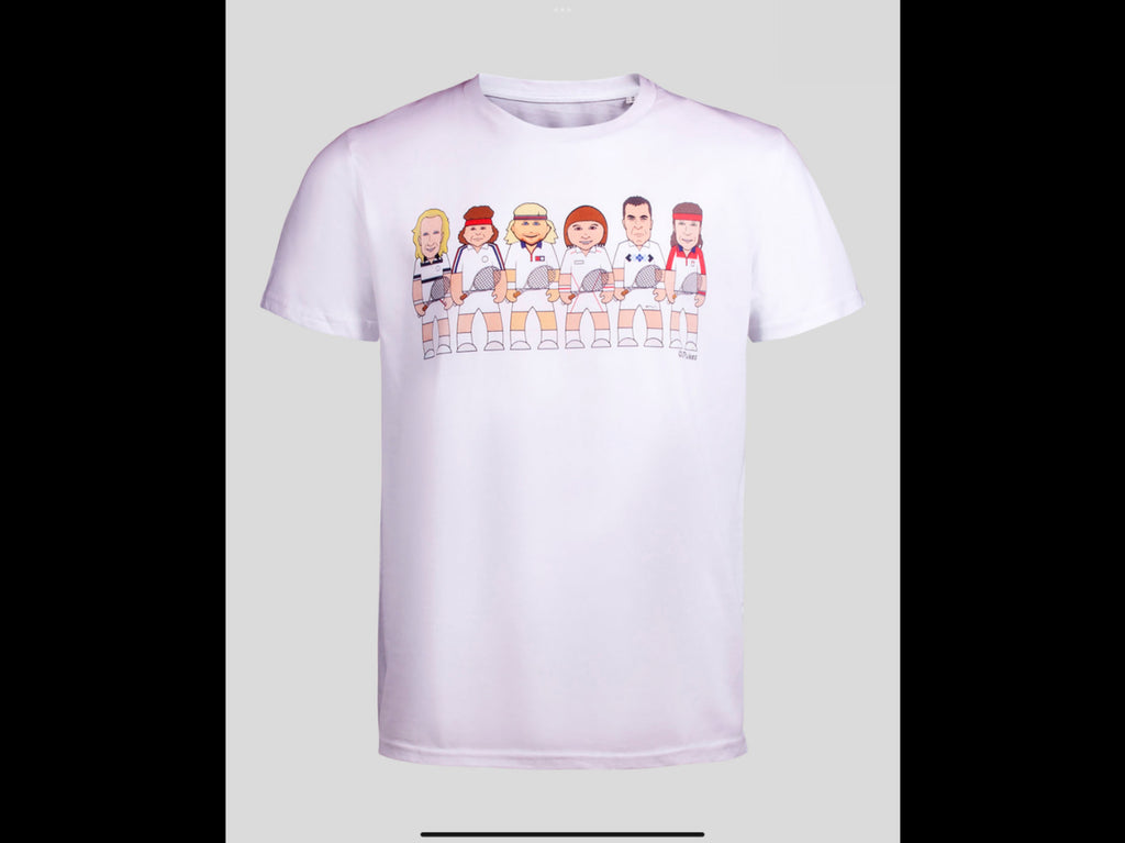 Tennis Legend T-Shirts - 100% Organic Cotton-Borg, Connors, McEnroe, Lendl et al