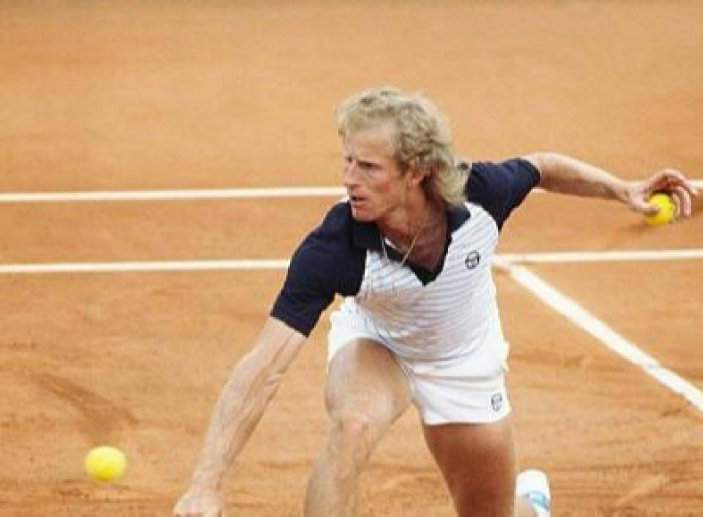 Sergio Tacchini Sandro White/Blue Tennis Polo Shirt - Vitas Gerulaitis