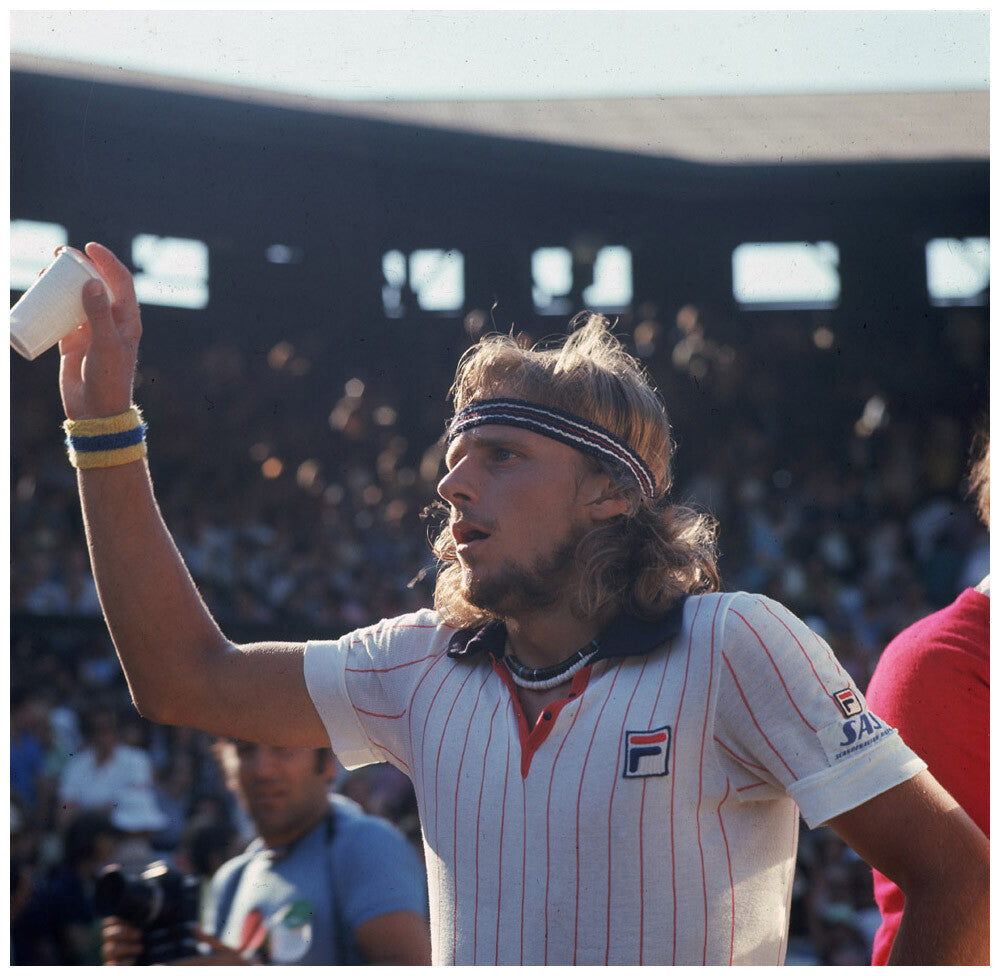 Fila Vintage Bjorn Borg BB1 Polo Tennis Shirt - 100% Cotton - White/Red/Blue