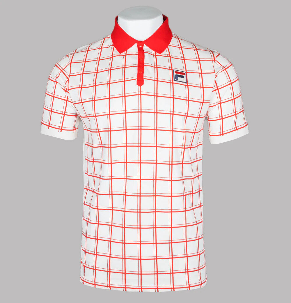 Fila Vintage Borg (Bobby) Retro Tennis Polo Shirt- Off White/Red-Arsenal 2025!