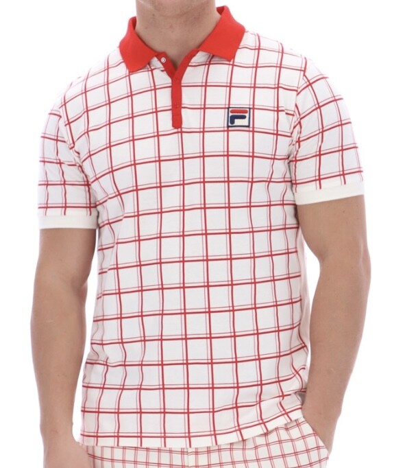 Fila Vintage Borg (Bobby) Retro Tennis Polo Shirt- Off White/Red-Arsenal 2025!