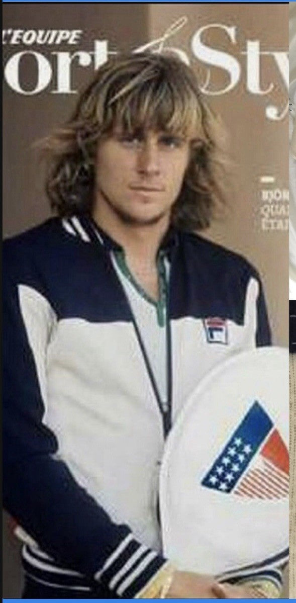 Fila Vinatge Borg Tiebreaker Tennis Track Top (White/Blue) RRP £75