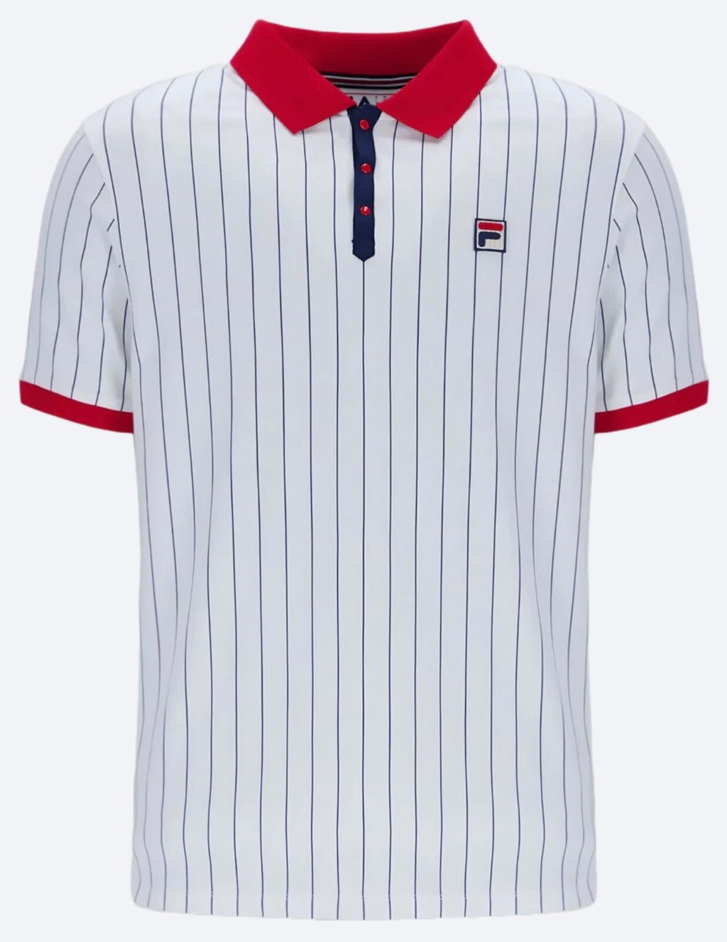 Fila Vintage Bjorn Borg BB1 Polo Tennis Shirt - 100% Cotton - White/Red/Blue