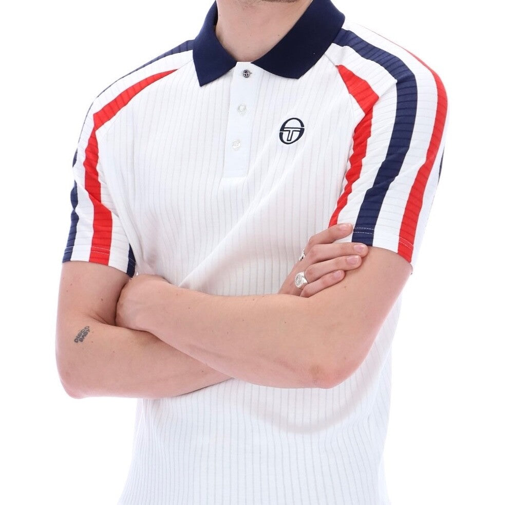 Sergio Tacchini McEnroe Blow White/Red/Blue Tennis Polo Shirt -Free Red Headband