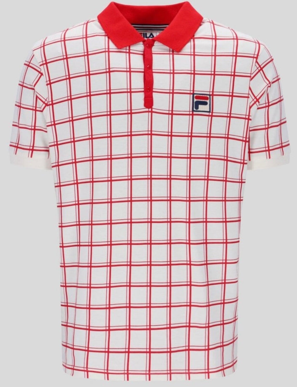 Fila Vintage Borg (Bobby) Retro Tennis Polo Shirt- Off White/Red-Arsenal 2025!