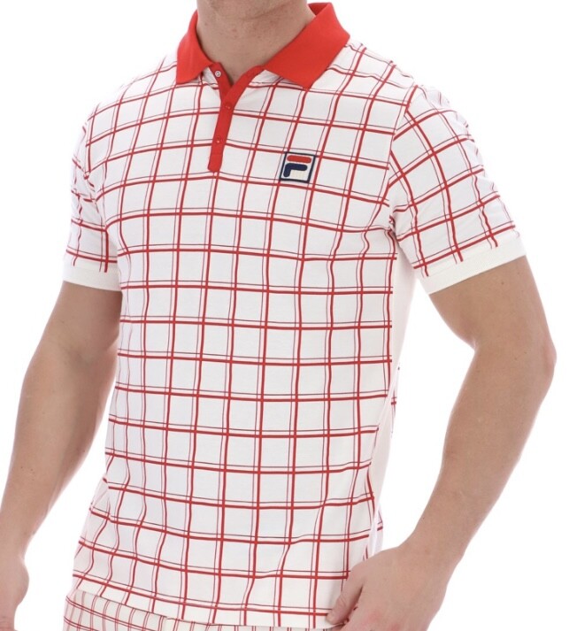 Fila Vintage Borg (Bobby) Retro Tennis Polo Shirt- Off White/Red-Arsenal 2025!