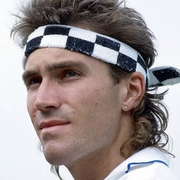 Sergio Tacchini Pat Cash Inspired T-Shirt/Chequered Black/White Headband RRP £50