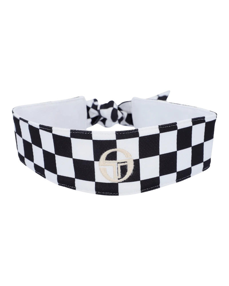 Pat Cash inspired Sergio Tacchini Chequered Black and White Headband-RRP £20