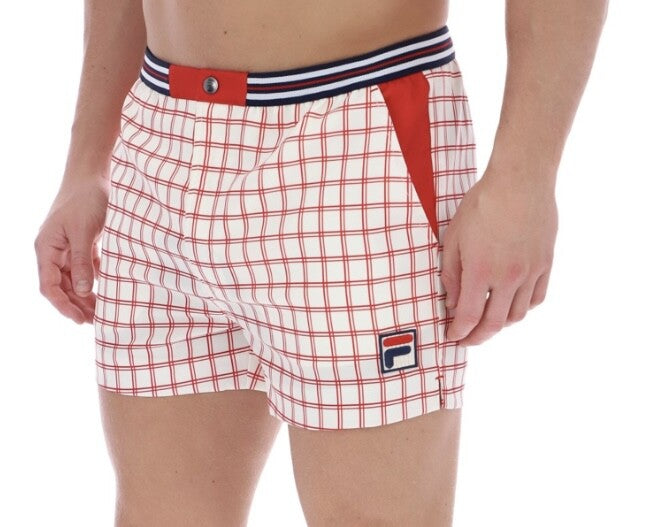 Fila Vintage Borg (Brookes)Tennis Shorts-Off White/Red- EXCLUSIVE 2025!