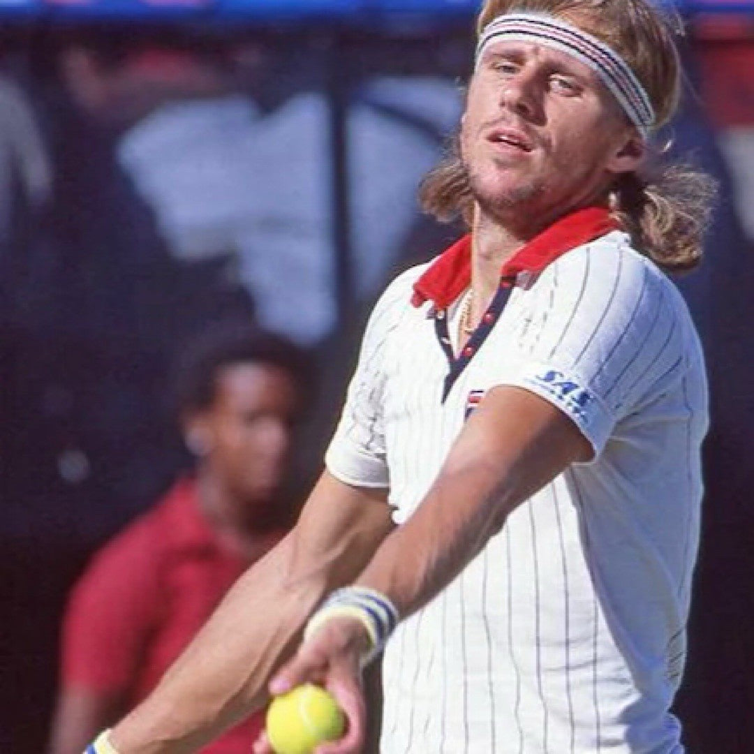 Fila Vintage Bjorn Borg BB1 Polo Tennis Shirt - 100% Cotton - White/Red/Blue