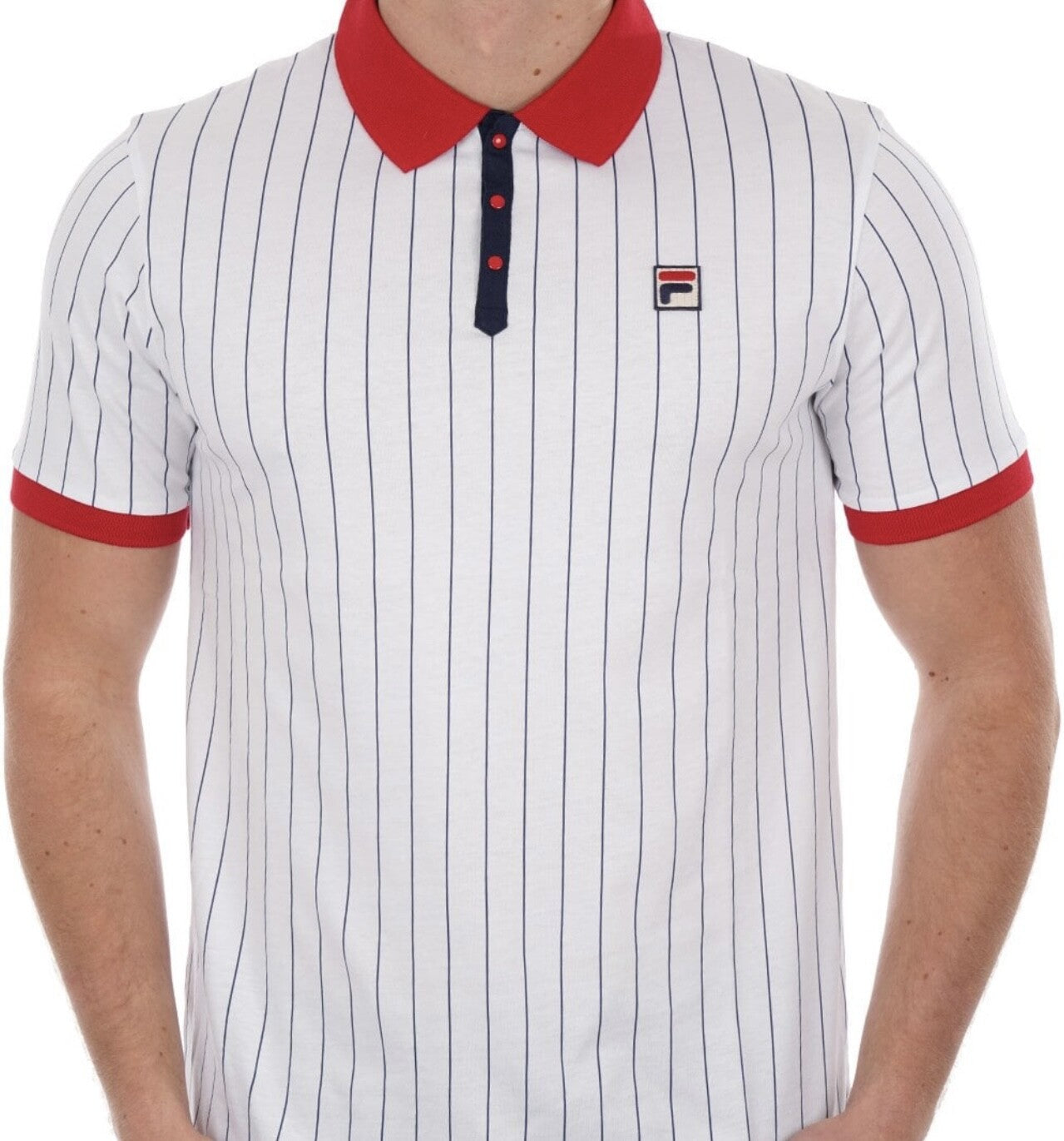 Fila Vintage Bjorn Borg BB1 Polo Tennis Shirt - 100% Cotton - White/Red/Blue