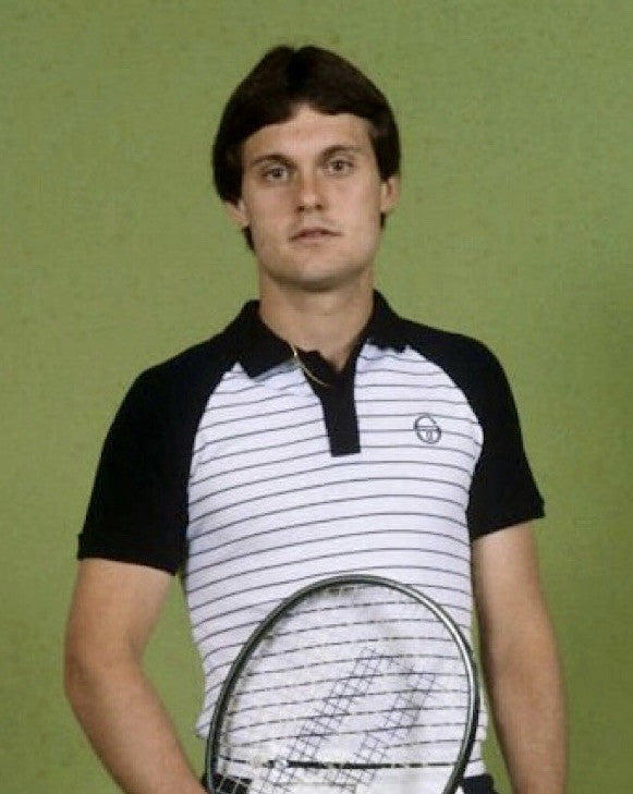 Sergio Tacchini Sandro White/Blue Tennis Polo Shirt - Gene Mayer