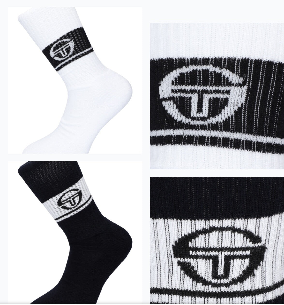 Sergio Tacchini/John McEnroe-2 x Pairs of Tennis Socks-White/Navy or Navy/White