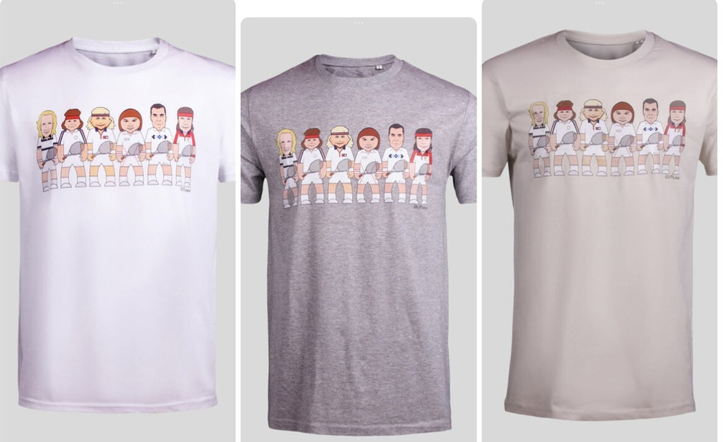 Tennis Legend T-Shirts - 100% Organic Cotton-Borg, Connors, McEnroe, Lendl et al