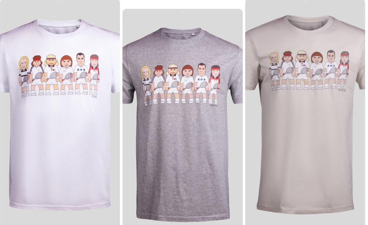 Tennis Legend T-Shirts - 100% Organic Cotton-Borg, Connors, McEnroe, Lendl et al