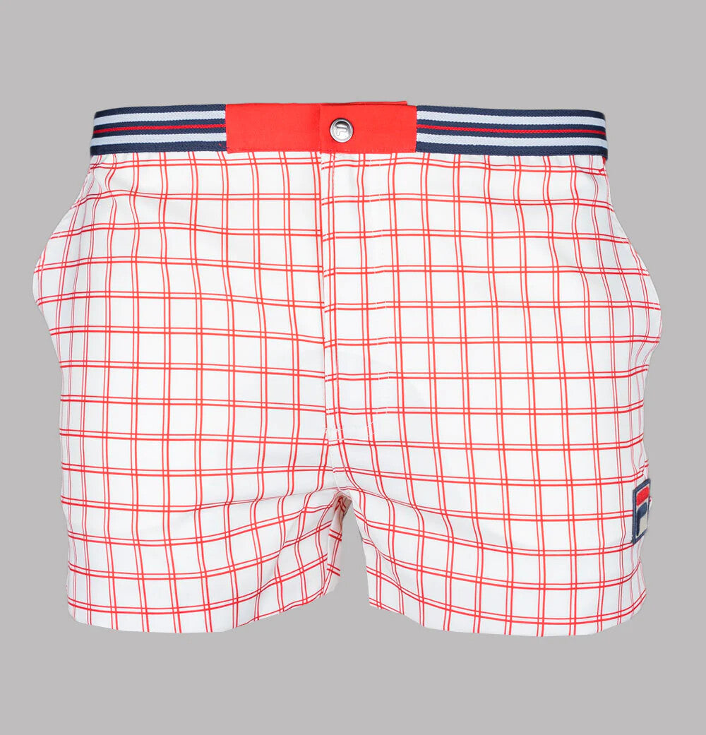 Fila Vintage Borg (Brookes)Tennis Shorts-Off White/Red- EXCLUSIVE 2025!