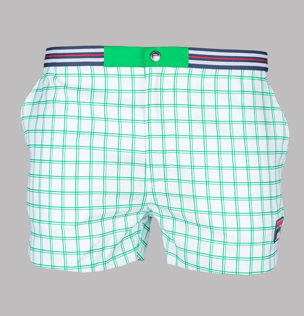 Fila Vintage Borg (Brookes) Retro Tennis Shorts - White/Green -  EXCLUSIVE! 2025