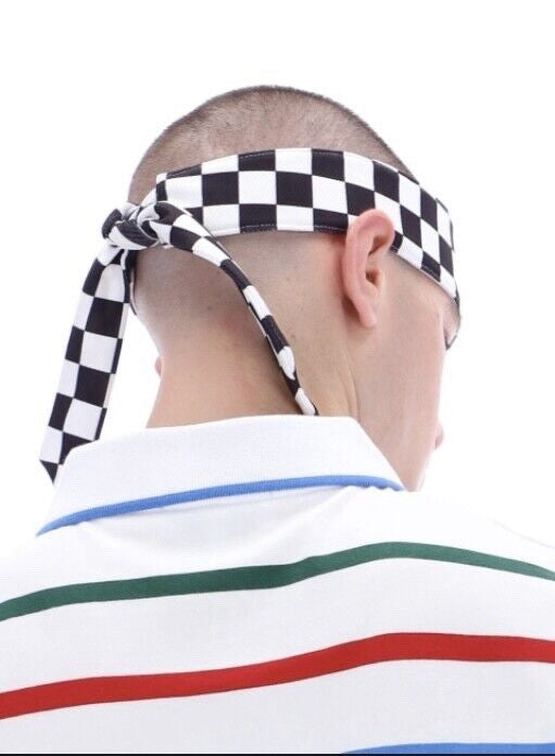 Sergio Tacchini Pat Cash Inspired T-Shirt/Chequered Black/White Headband RRP £50