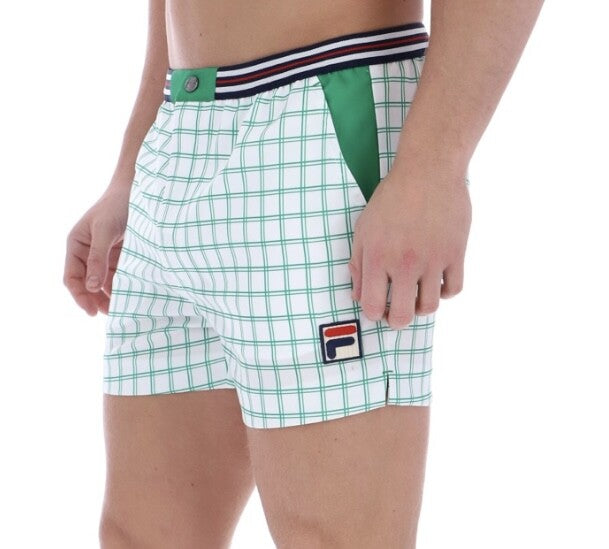 Fila Vintage Borg (Brookes) Retro Tennis Shorts - White/Green -  EXCLUSIVE! 2025