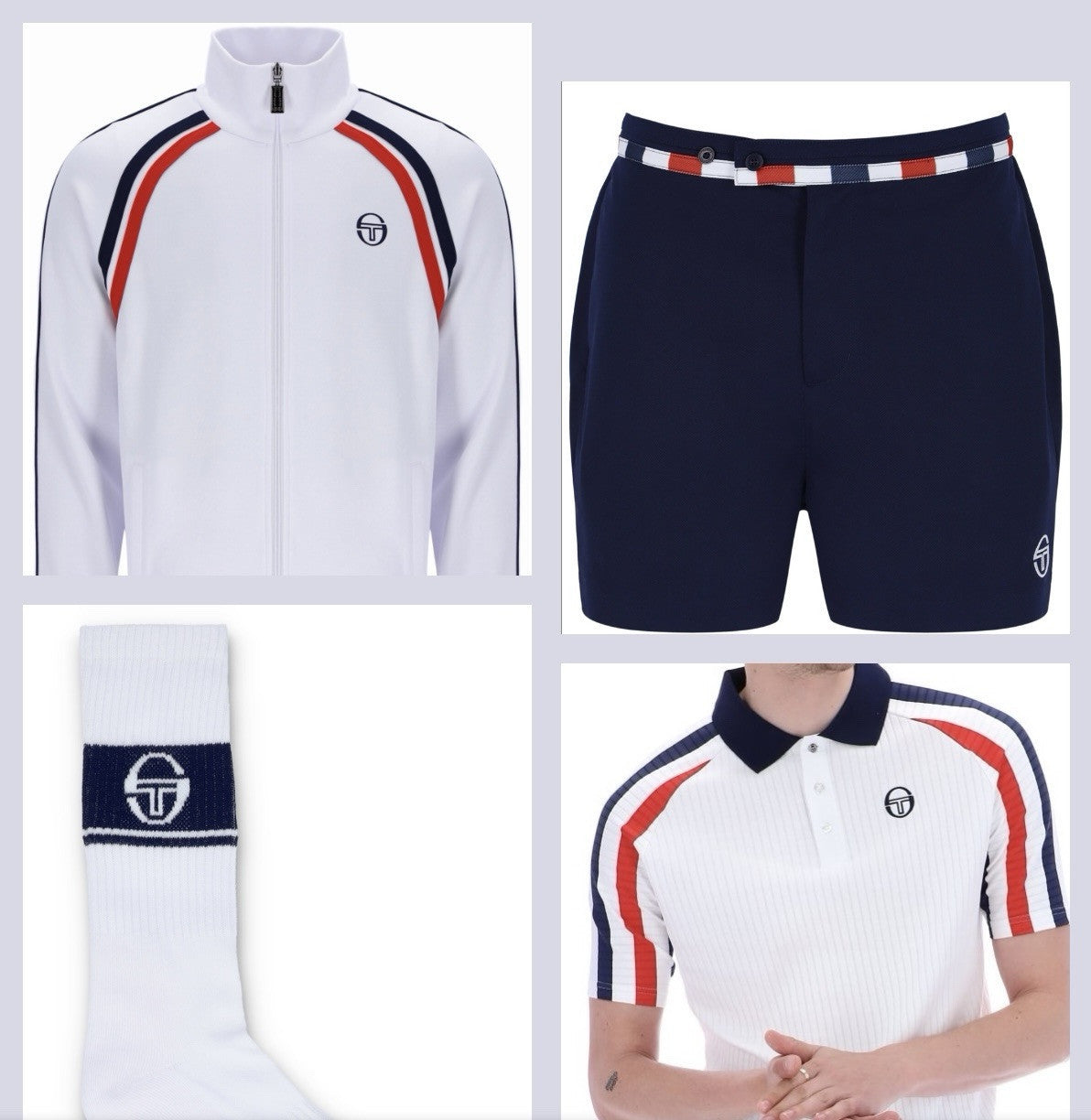 Sergio Tacchini McEnroe Outfit #1 Track Top, Shirt, Shorts, Socks + Red Headband